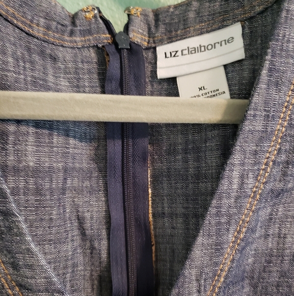 Liz Claiborne Denim Sleeveless V-Neck Sundress - Picture 2 of 6